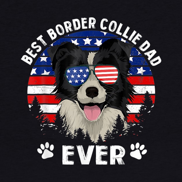 Best Border Collie Dad Ever US Flag 4th Of July by Tianna Bahringer